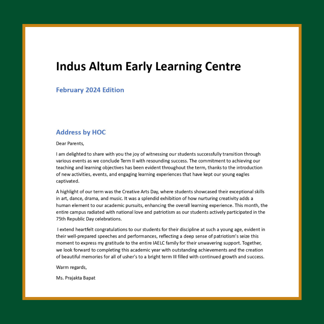 Indus Newsletter